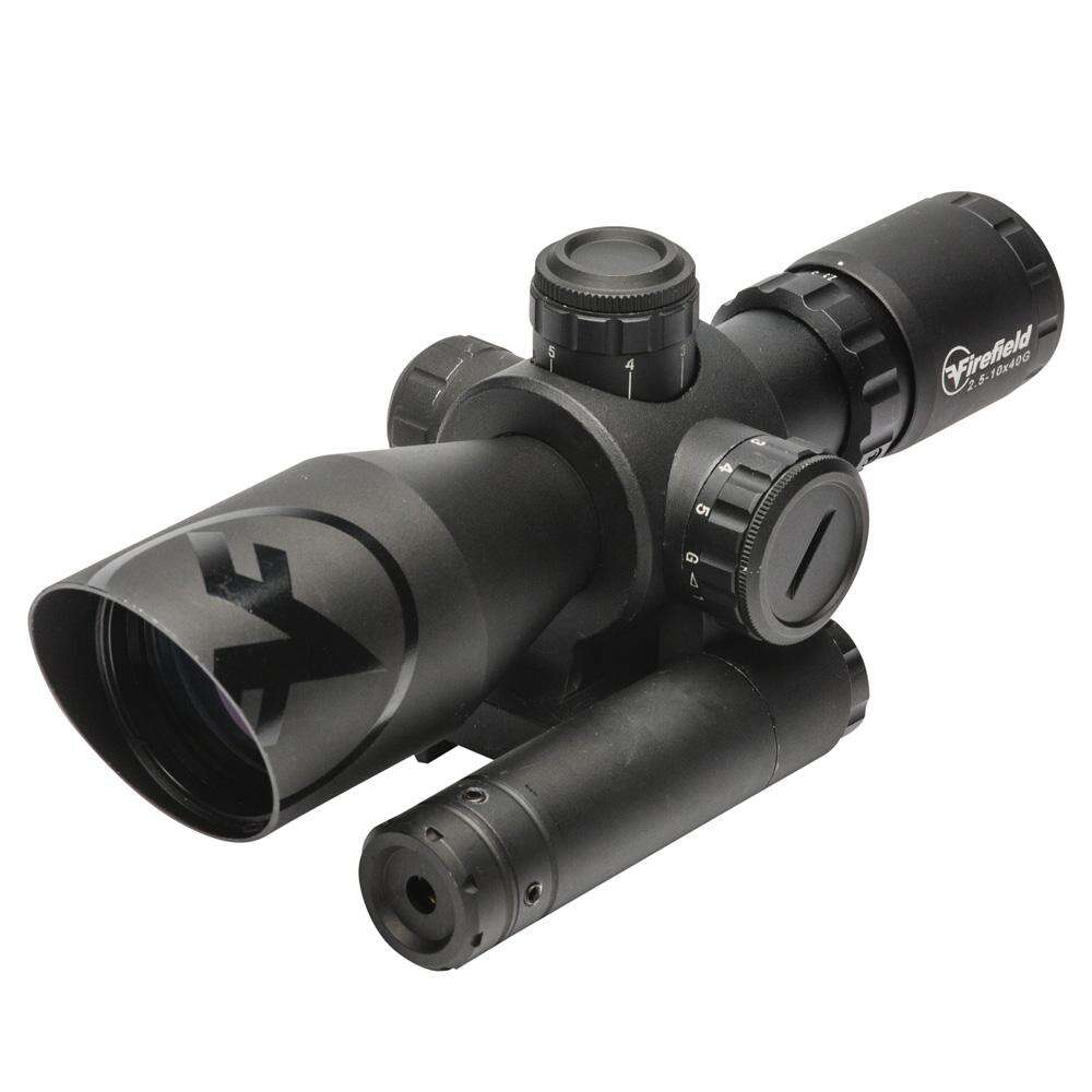 Scopes Sellmark Corporation Ready Series Firefield Barrage 2.5-10x40 Riflescope with Green Laser • Model: Ready Series